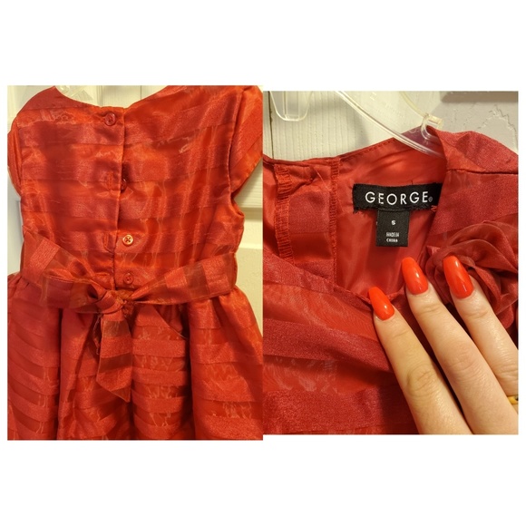 GEORGE TODDLER GIRL RED DRESS SIZE 5 - Picture 5 of 7